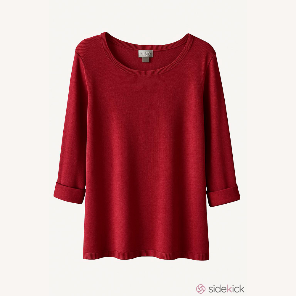 Cranberry Chicos size 2 fine gauge lightweight 3/4 sleeve pullover sweater.